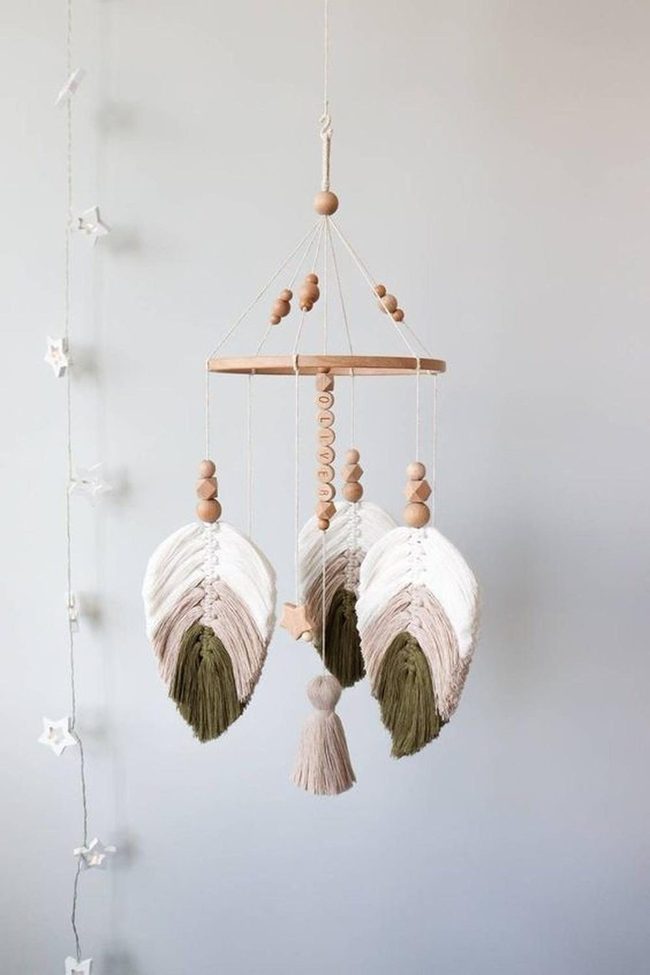 Feathered Mobile In Soft Earth Tones