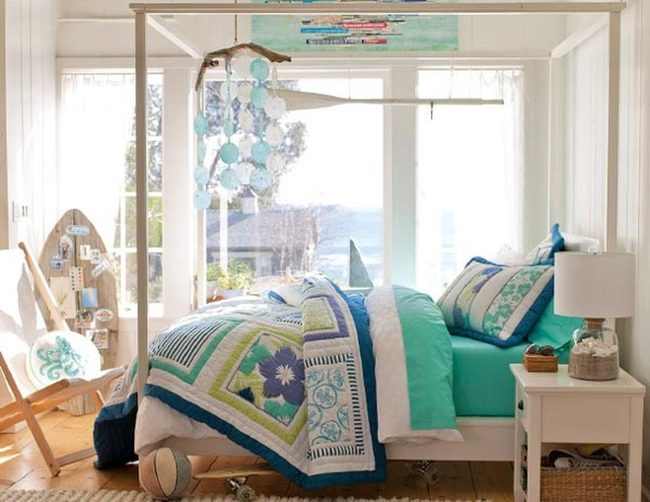 Aqua Coastal Teen Bedroom