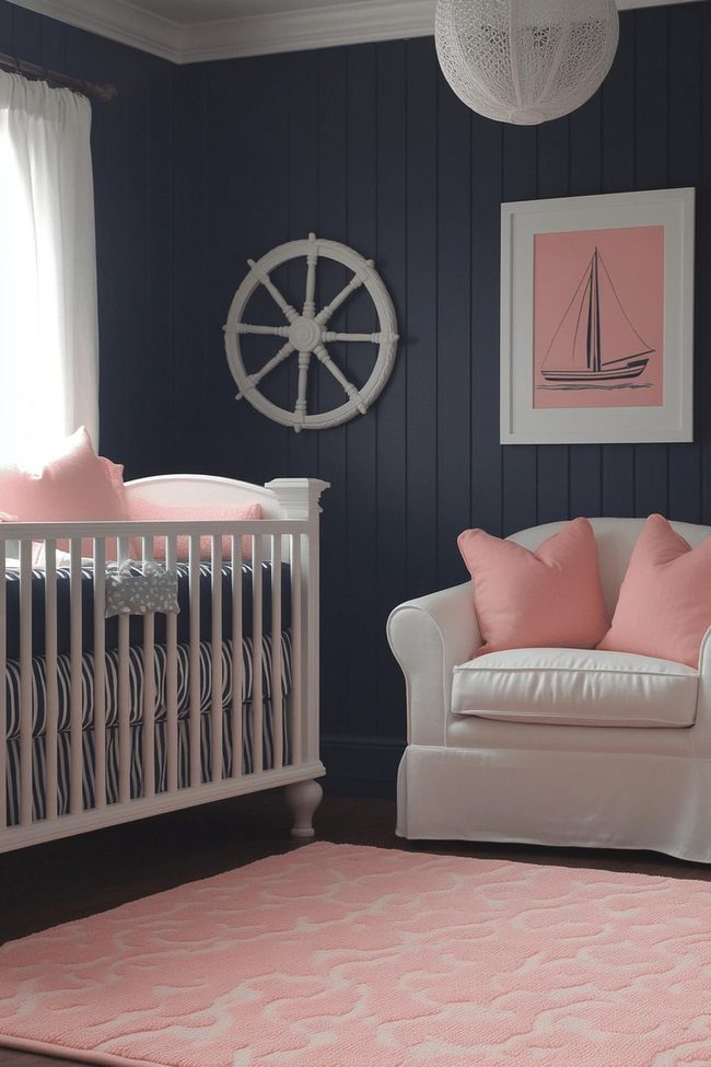 Pink Anchors Meet Navy Stripes