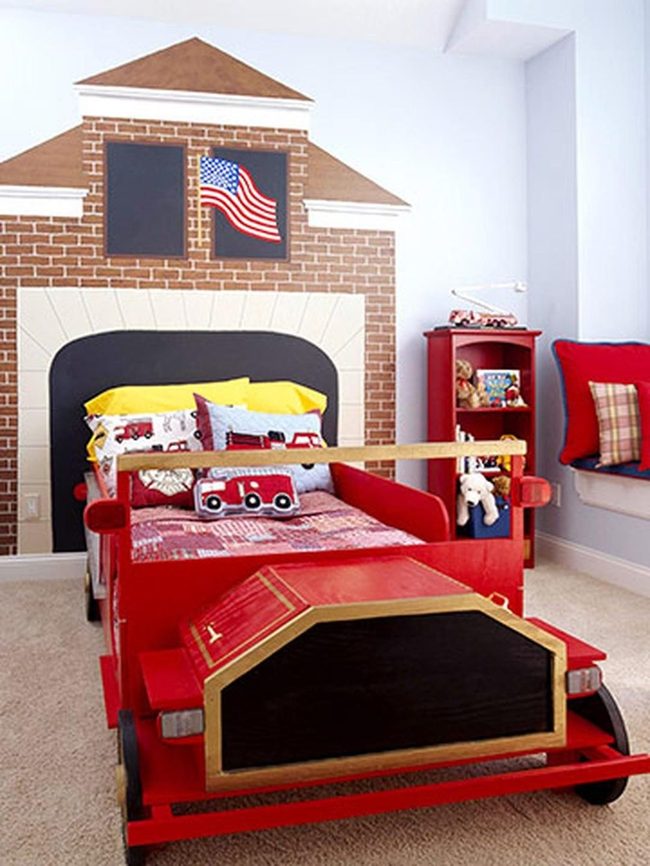 Bright Red Truck Bedroom