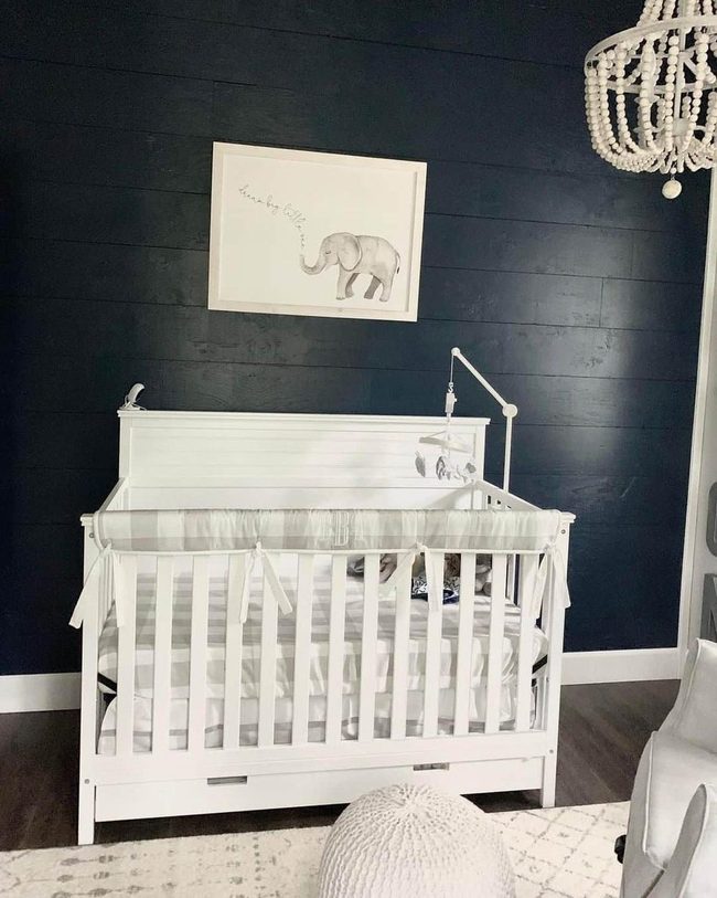 Black Shiplap Elephant Nursery