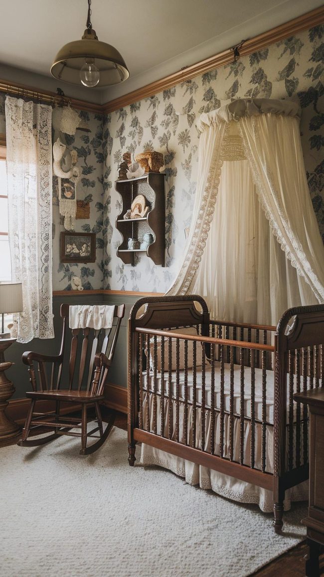Dusty Rose Vintage Nursery With Timeworn Wood