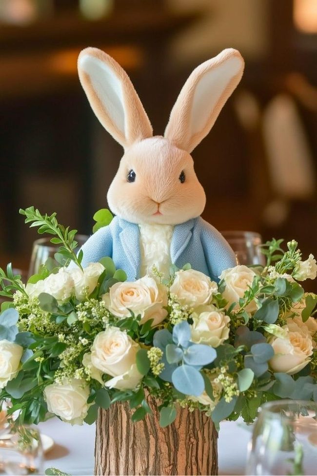 Woodland Bunny Cake With Fresh Florals
