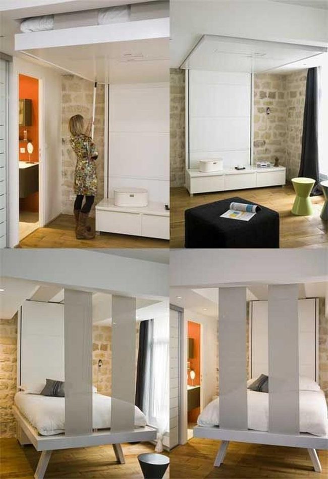 Orange Accent Meets Stone Walls