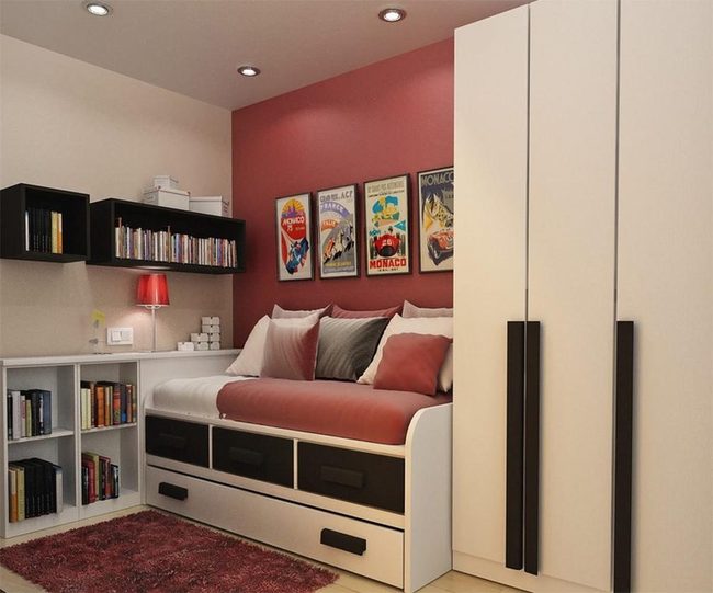 Red Daybed Storage Solution