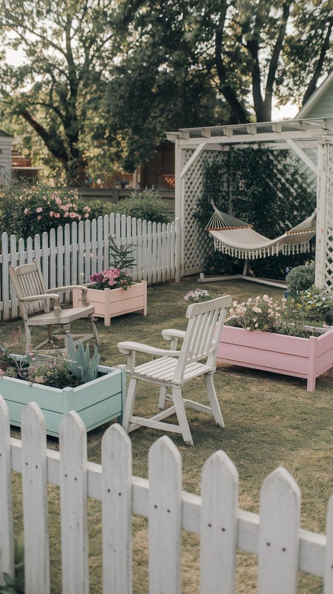 Pastel Cottage Garden With Blooms