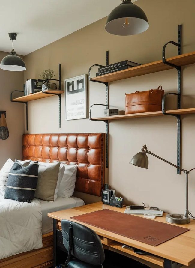 Wood and Faux Leather Contrast