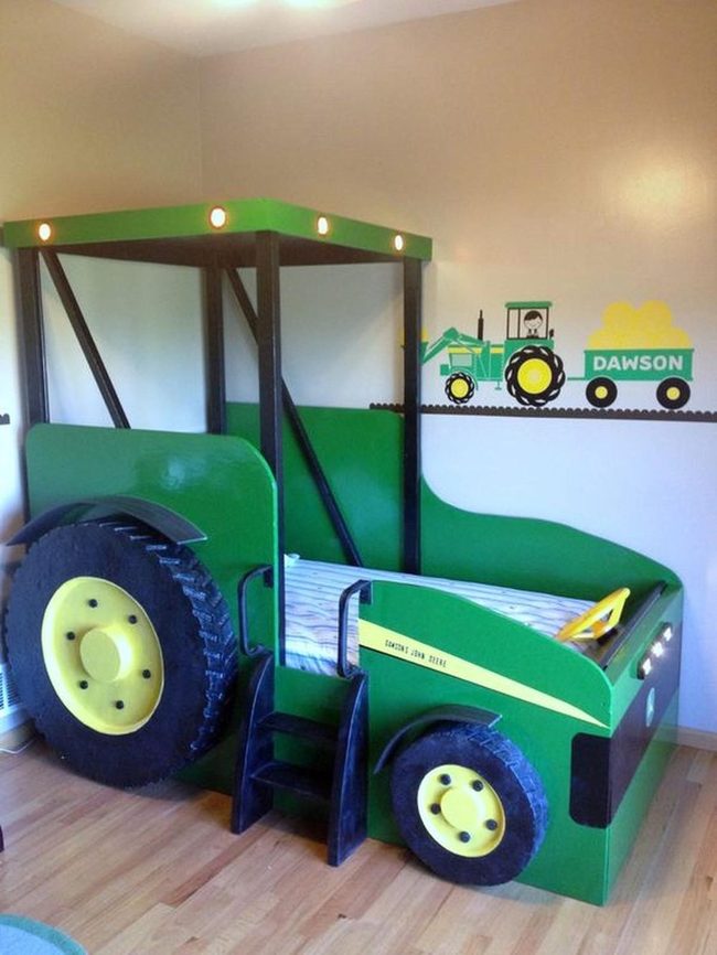 Green and Yellow Tractor Bed