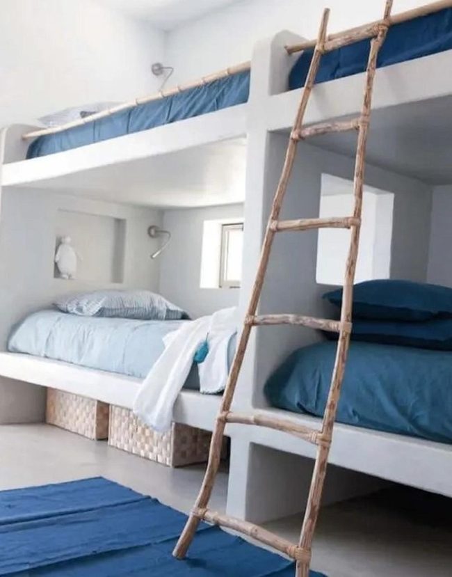 Blue Bunk Beds White Walls