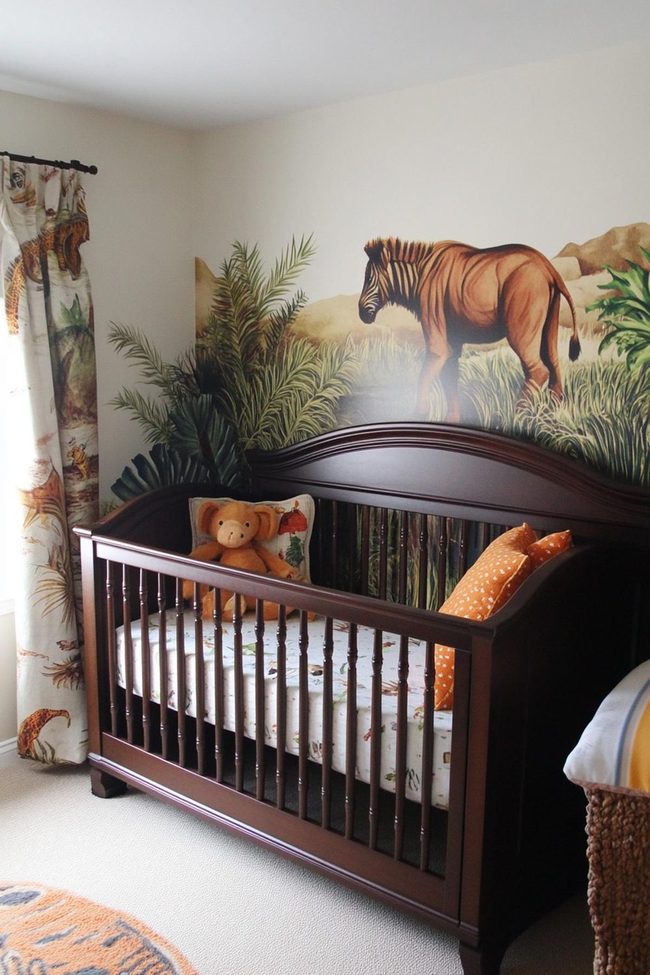Beige Safari Nursery With Animal Prints
