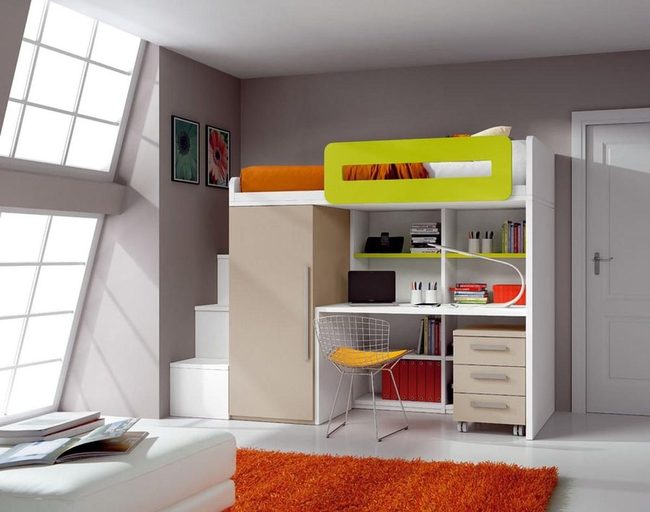 Green Guardrail Orange Bedroom