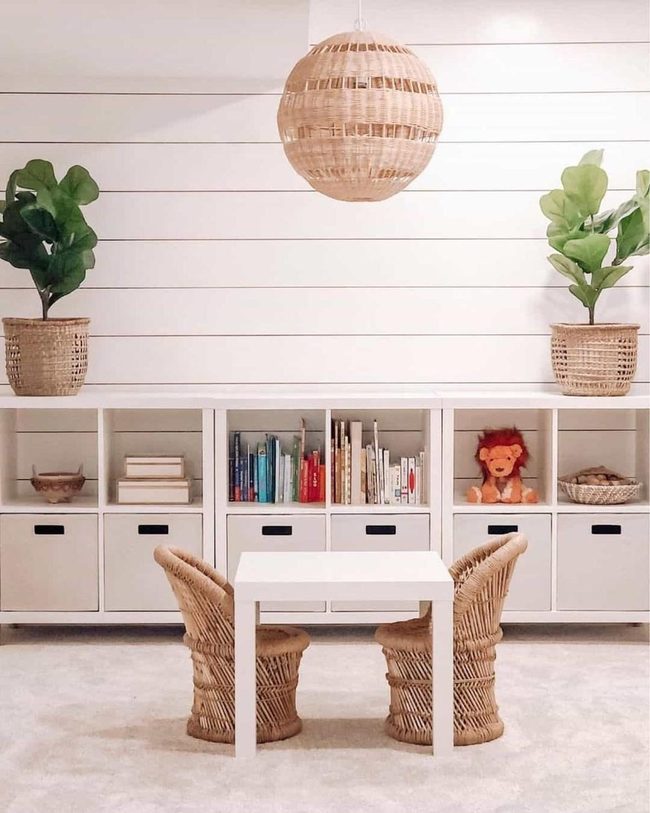 Wicker Lights Over Craft Table