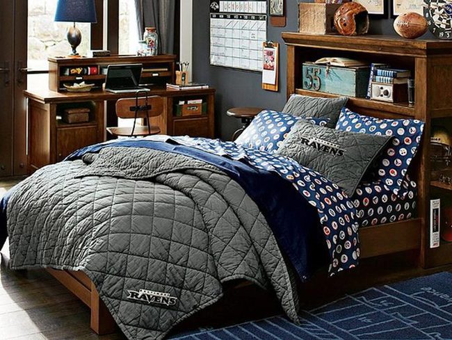 Deep Blue And Gray Bedroom Sanctuary