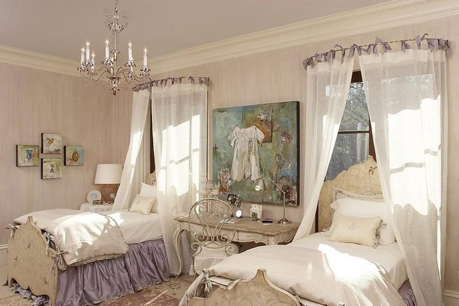Lavender Twin Beds, Vintage Charm