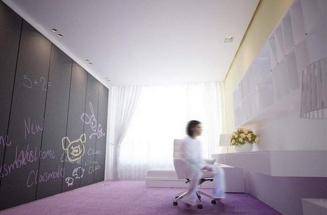 White Room With Black Chalkboard Wall