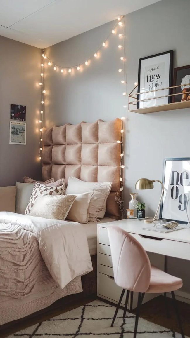 Fabric Headboard Wall Organization