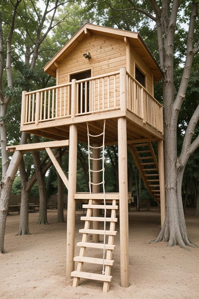 Elevated Oak Hideaway for Kids