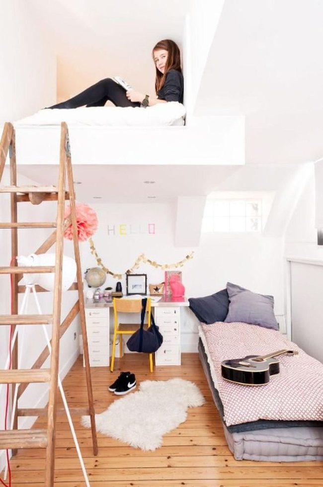 Sunlit Loft With Wooden Ladder