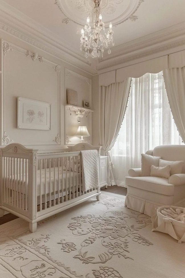 Chandelier-Lit Nursery Elegance