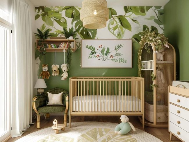 Green Woodland Nursery For Baby