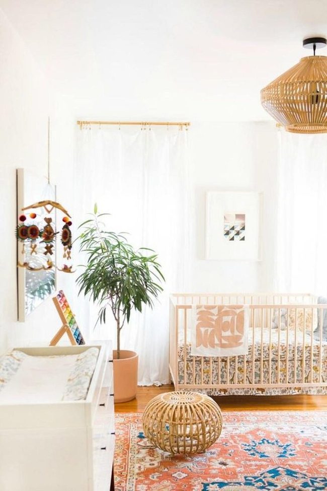 Red Blue Rugs, Wooden Nursery