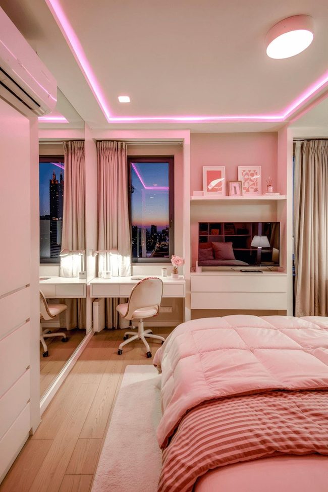 Pink Led Glow City View Sanctuary