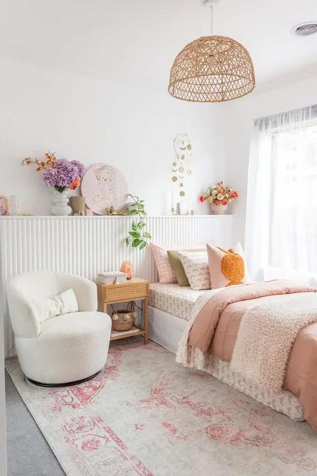 Soft Pink Bedroom With Natural Light
