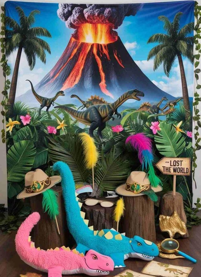 Dinosaur Photo Booth Jungle Backdrop