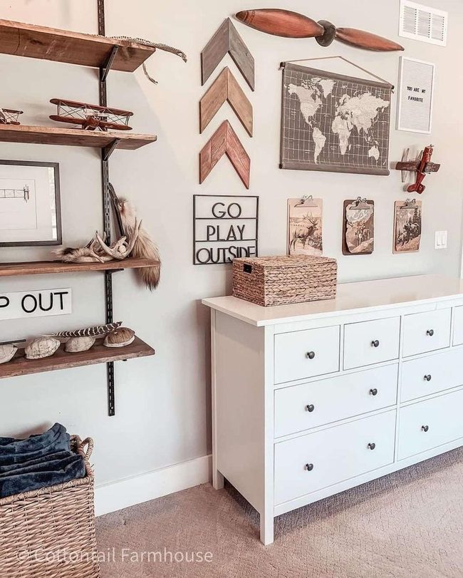 Warm Wood Against Grey Walls