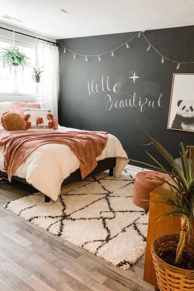 Pink Bedroom With Motivational Wall Art