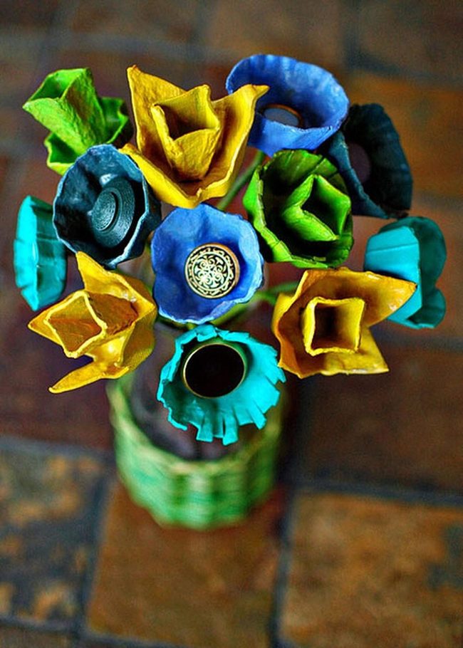 Handmade Paper Flowers With Button Center
