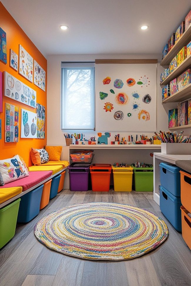 Chalkboard Walls With Colorful Textiles