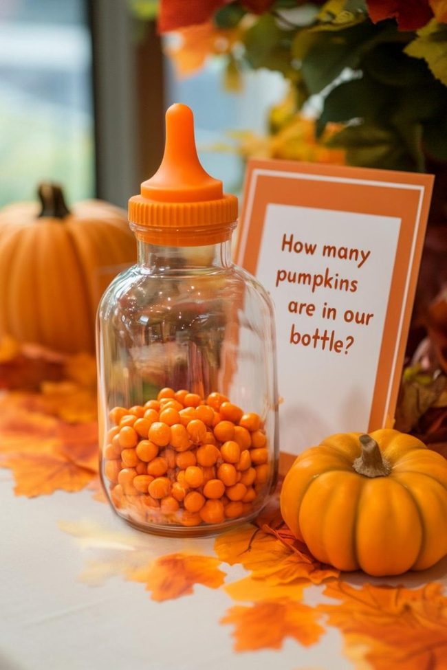 Orange Pumpkins In Baby Bottle