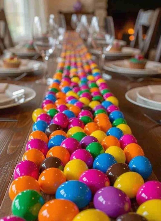 Shiny Dinosaur Eggs Table Scatter