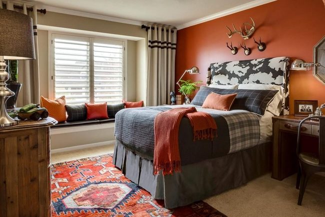 Burnt Orange Walls And Pattern Mix