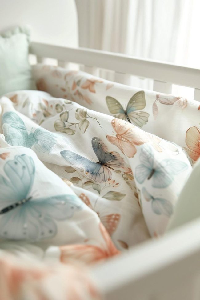 Butterfly Crib Sheets Muted Pink