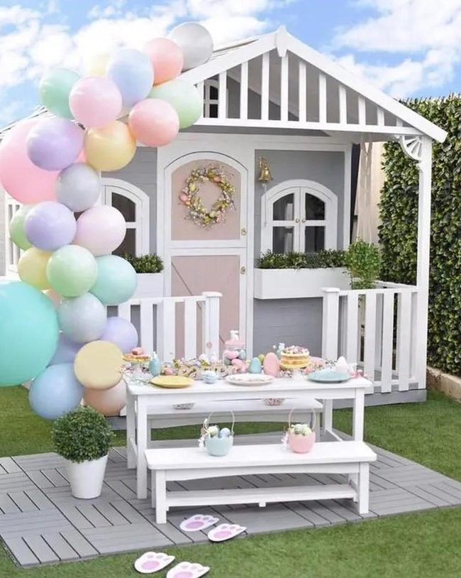 Pastel Balloons, Bunny Paw Slippers