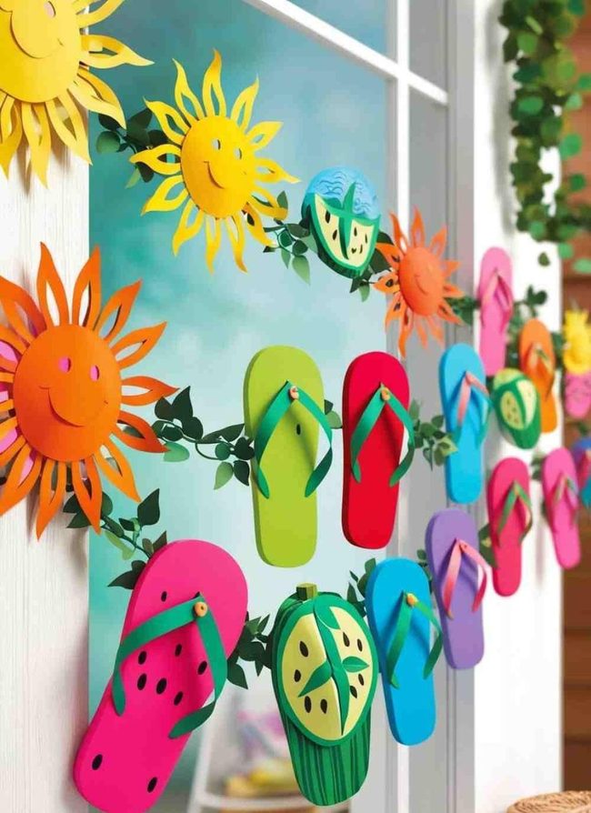 Handmade Paper Sun And Watermelon Bunting