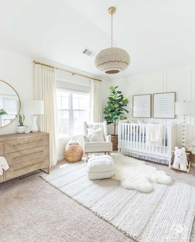 Cream Nursery With Woven Light
