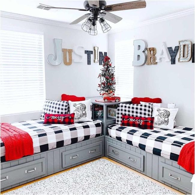 Red Buffalo Check Bedroom