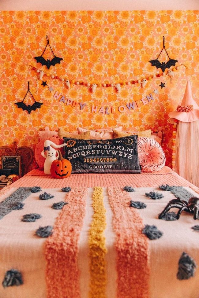 Orange Flower Autumn Bedroom