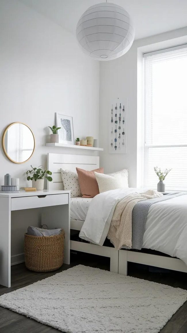 Sage Green And White Dorm Essentials