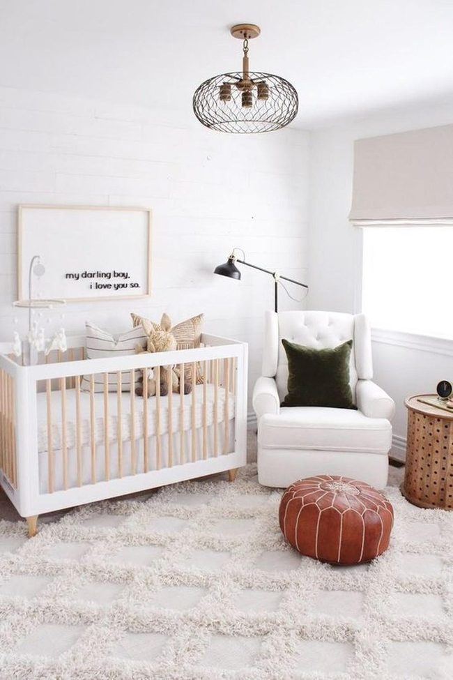 Wooden Crib With Green Accents