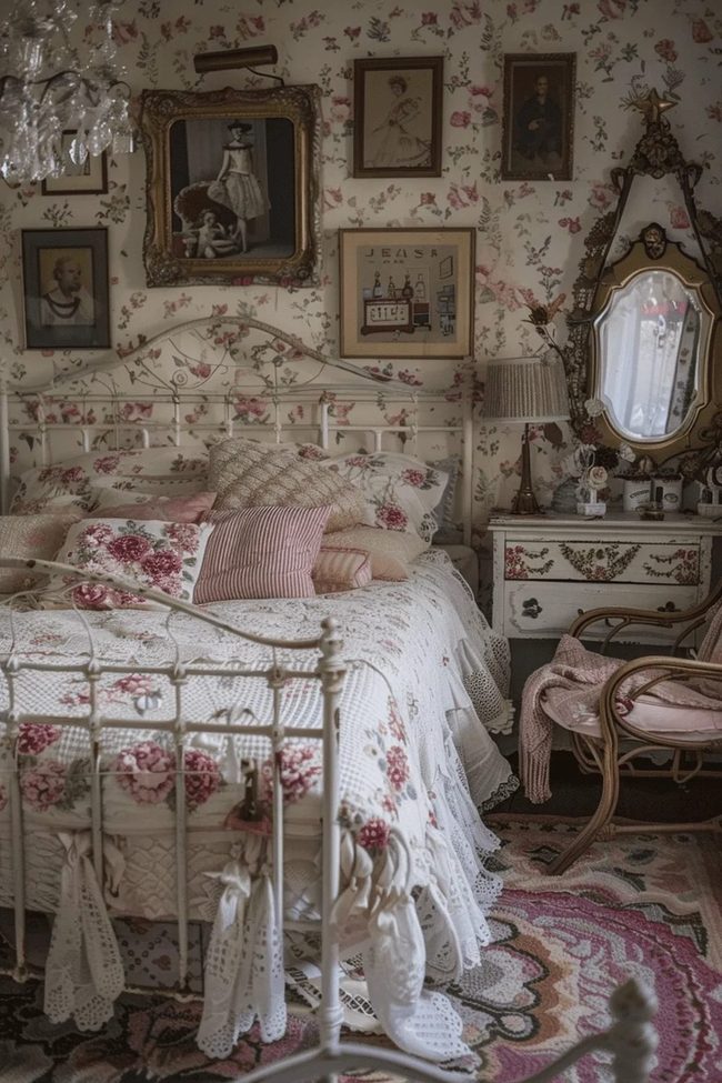 Vintage Floral Bedroom Elegance
