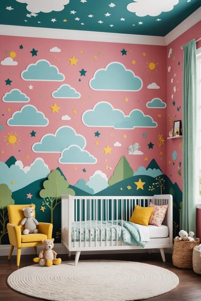Clouds and Stars on Soft Pastel
