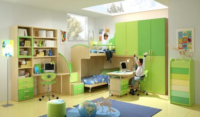 Lime Green Kids Study Bedroom