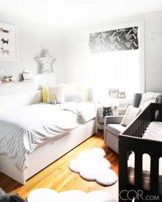 White Bedroom With Gray Chair