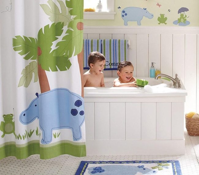 Blue Hippo Jungle Bathroom