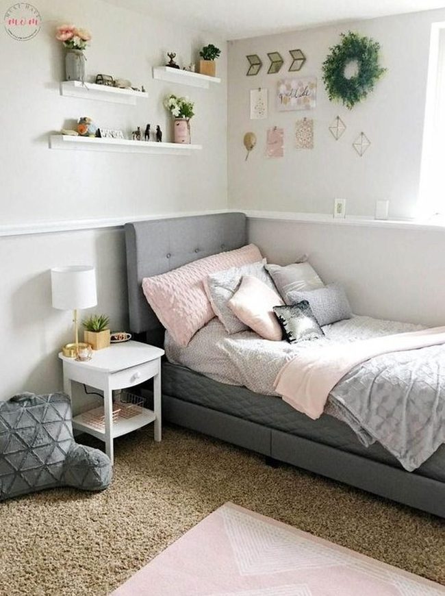 Gray, Pink And Green Bedroom Sanctuary