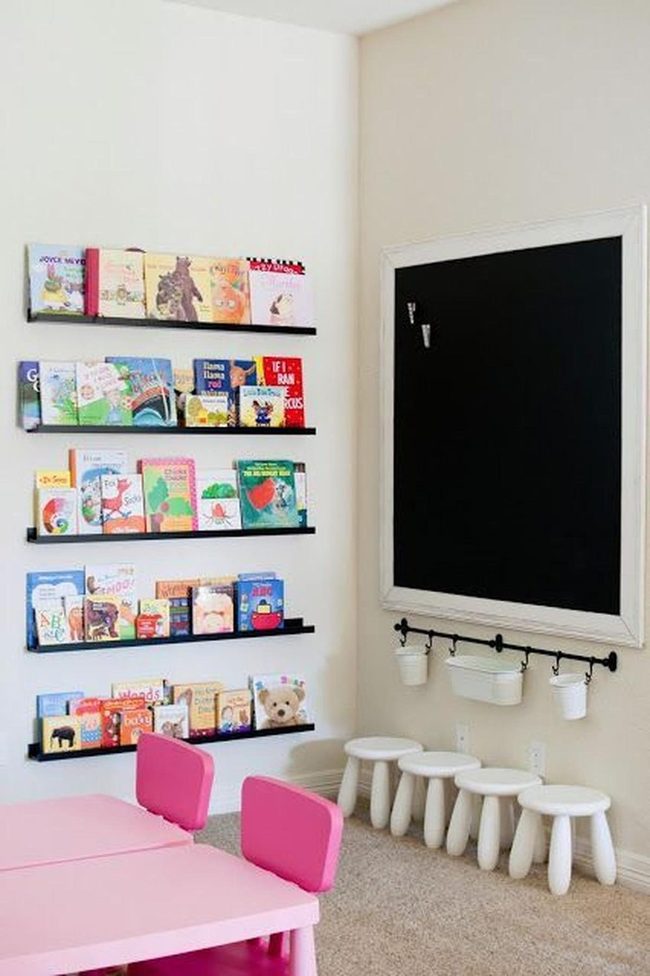 Pink Furniture, Black Shelves, Learning Joy